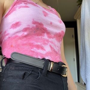 Pink tie dye crop tank top